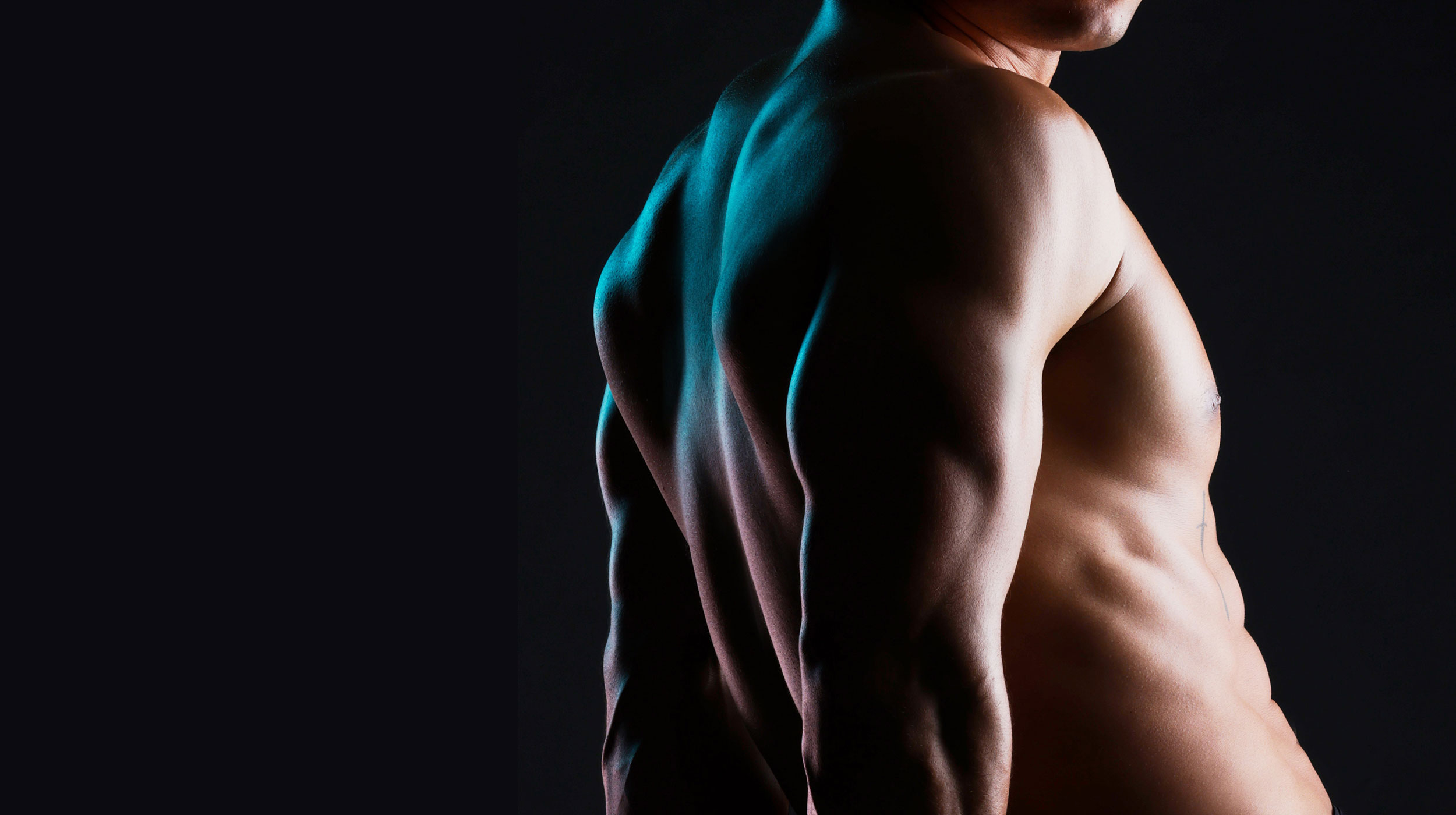 Close-up of a man's well-toned chest